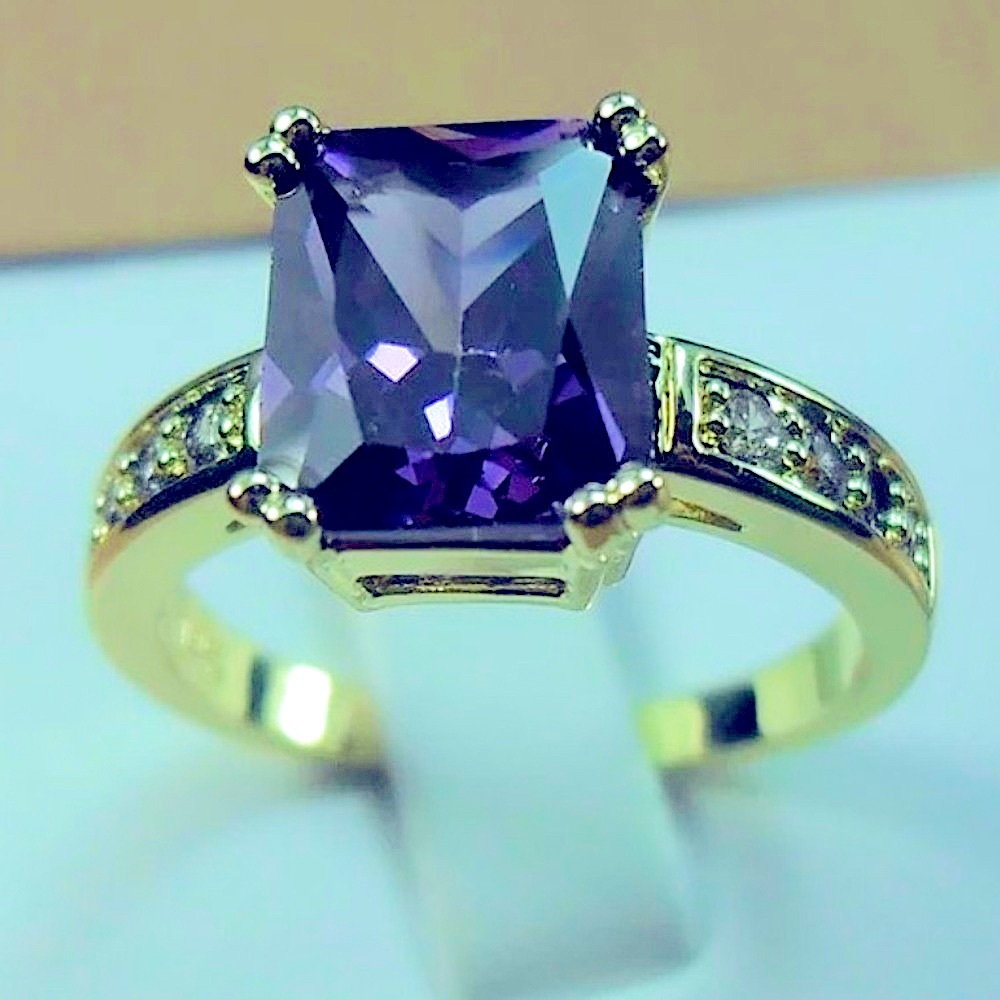 New Square Step Cut 1 7/8ct Mystic Topaz Diamond Ring in 14K Yellow Gold - Picture 3 of 16